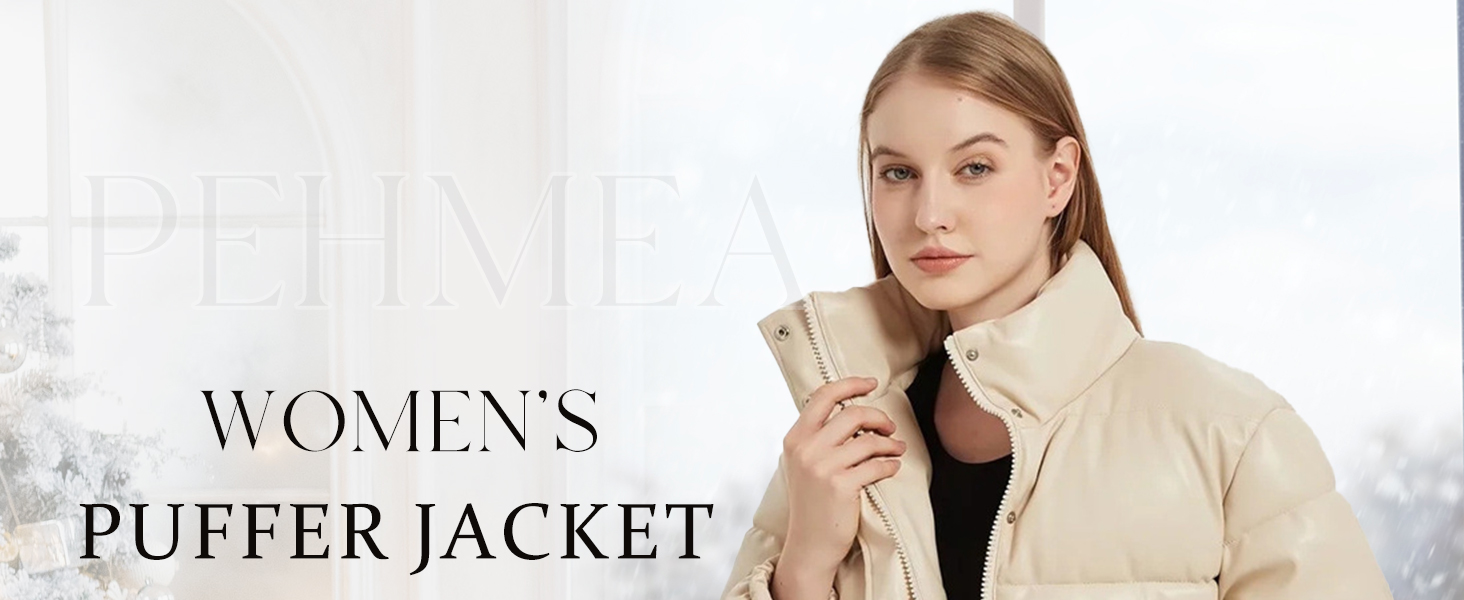 Women's Faux Leather Winter Down Jacket