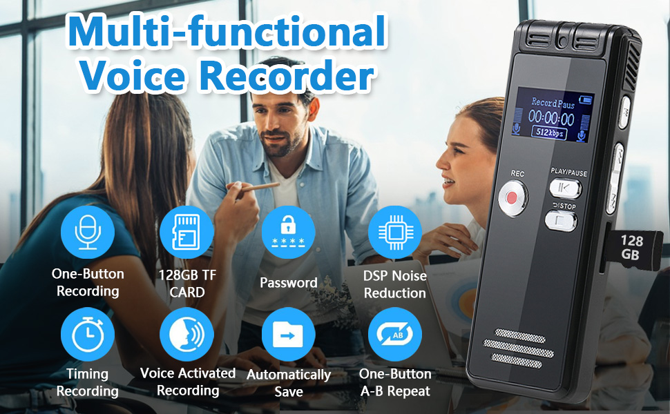 Amazon.com: 128GB Digital Voice Recorder Activated with Playback - 3072 ...