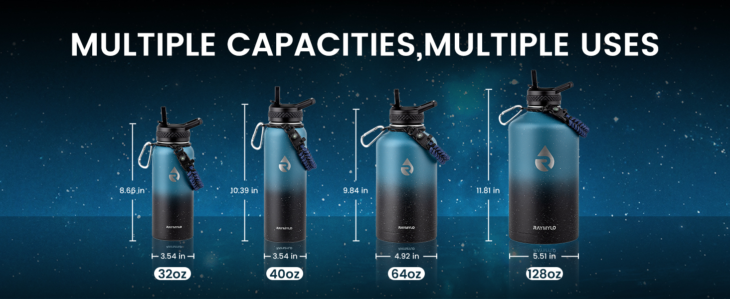 RAYMYLO Insulated Water Bottle, Triple Wall Vacuum Stainless Steel Water Bottles
