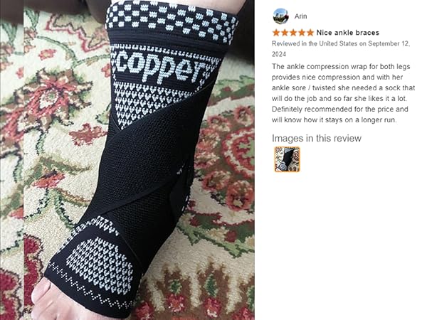 Copper Ankle Brace Support for Women Men Sprained Ankle Compression Sleeve achilles tendonitis