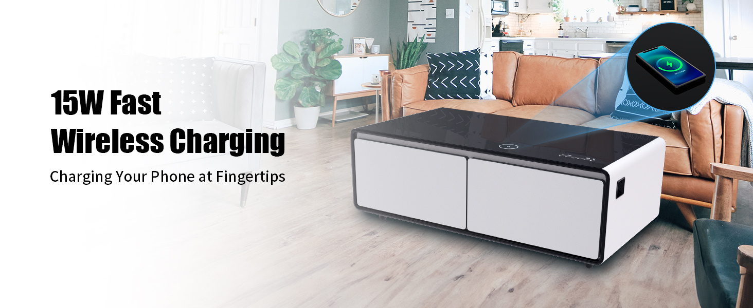 LIVTAB Smart Coffee Table, 27.8" D x 51" W x 18.1" H