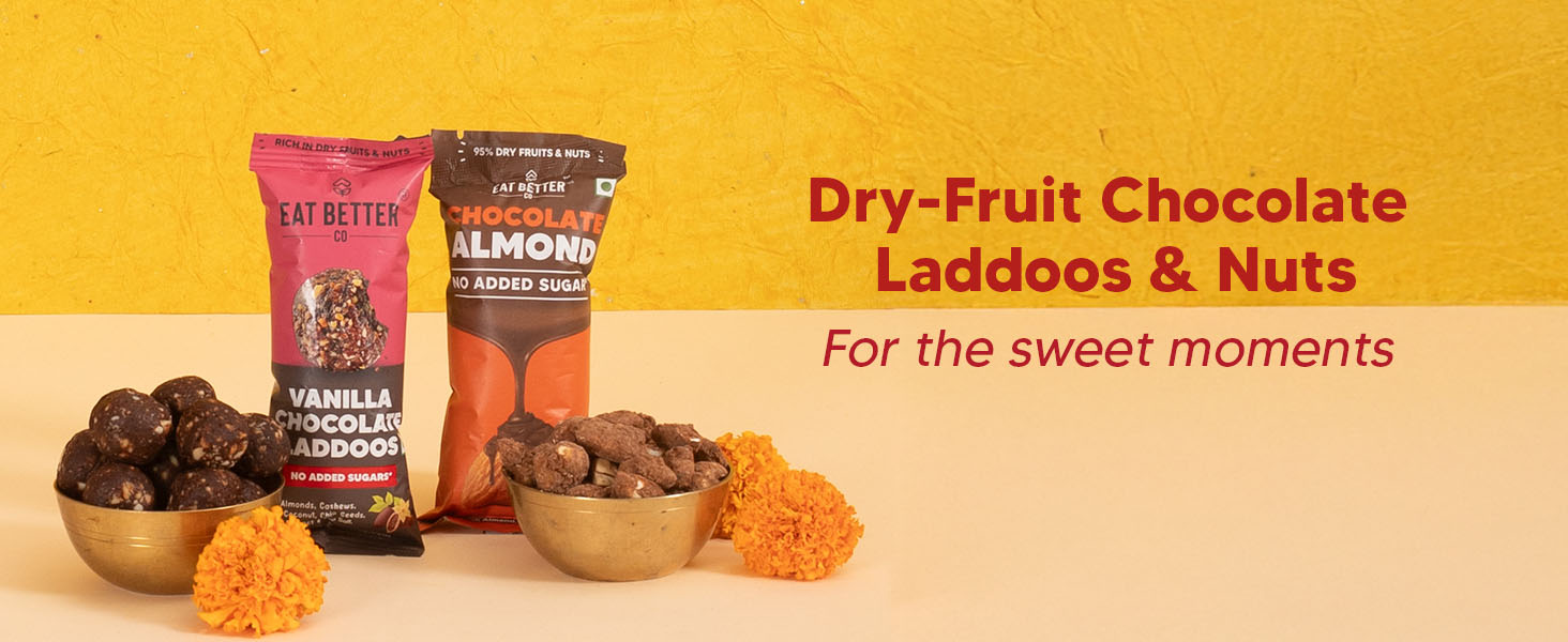 wholesome Snacks- Vanilla Dry-Fruit Chocolate Laddoos & Chocolate Coated Almonds