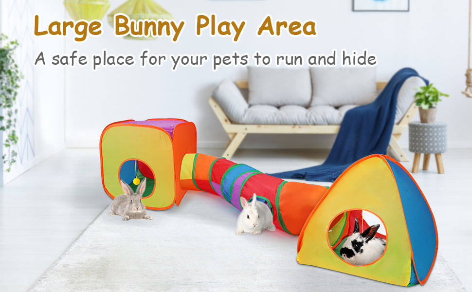 YUEPET Rabbit Tunnel and Cube Collapsible Tent Bunny