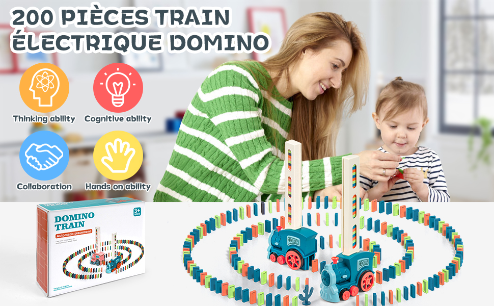 Lalotar Train Électrique Domino, 200 Pièces Train Electrique Enfant,  Automatique Train de Pose Domino avec lumières et Musique,pour Filles et  Garçons 3 Ans et Plus en destockage et reconditionné chez DealBurn