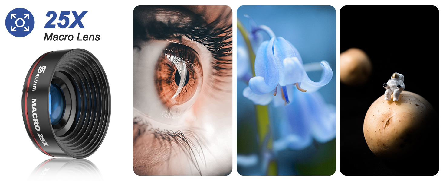 Selvim Phone Camera Lens Kits, Upgrade 4 in 1 Phone Lens 235° Fisheye