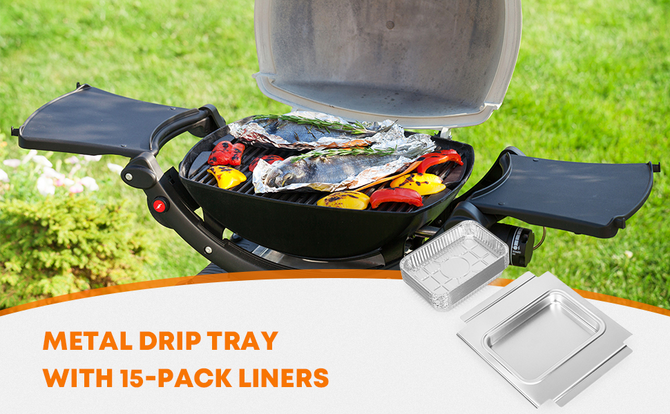 Stanbroil Grill Drip Pan with 15Pack Foil Liners for