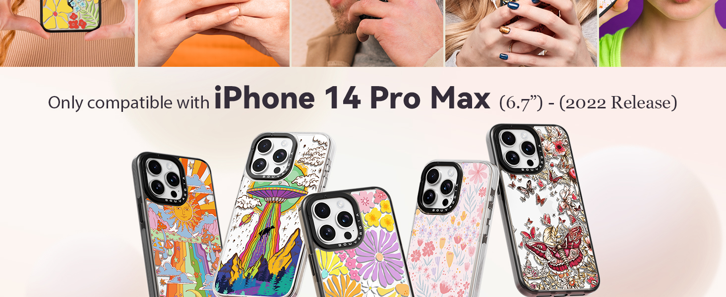 Bouvardia for iPhone 14 Pro Max Case Cute Aesthetic,Black