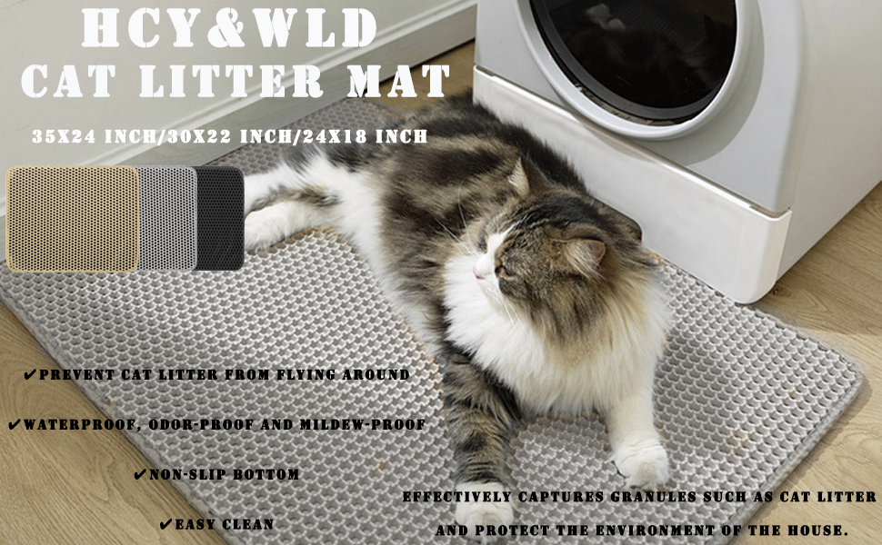 HCY&WLD Cat Litter Mat, 35x24 Inch/30x22 Inch/24x18 Inch