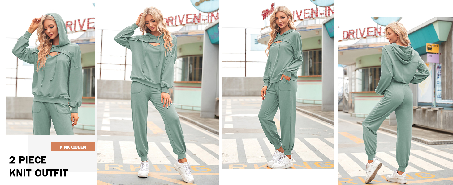 Pink Queen Womens 2 Piece Sweatsuit Outfits