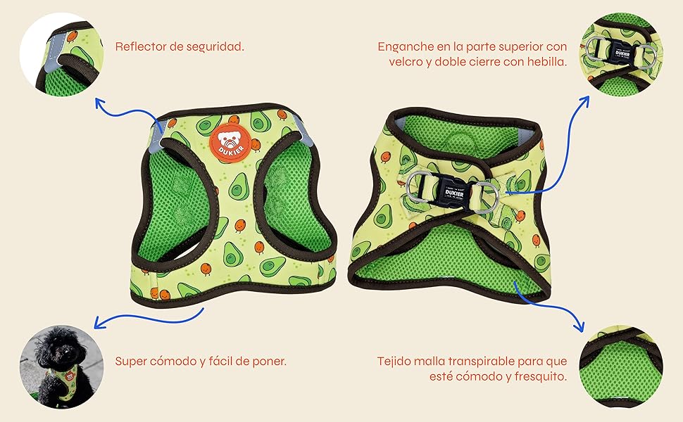 DUKIER - Dog Body Harness, Anti-Pull Body Vest, Adjustable and Heavy Duty for Pets, Breathable Mesh, Pet Accessory with Velcro and Double Closure, Purple, XS 13 1