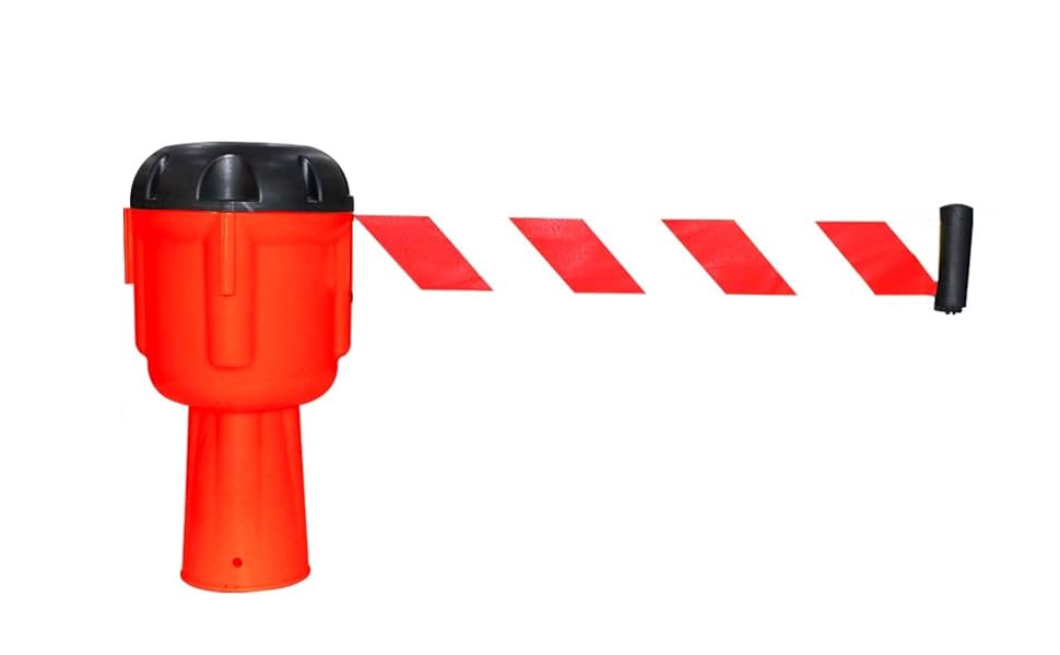 Retractable Traffic Cone Topper Tape 9 Meter Skipper Belt Cone Barrier Tape Red Cone