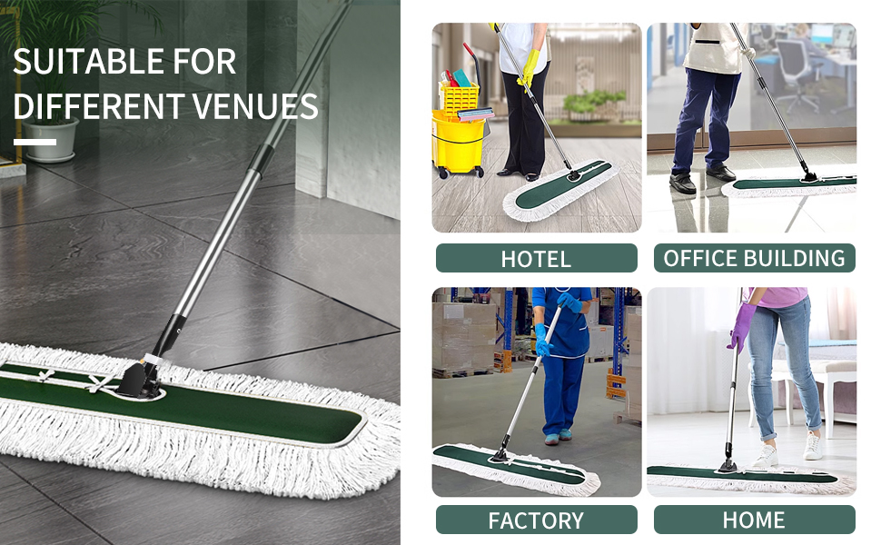 Commercial 36" Dust Mop with Reusable Cotton Head, Heavy