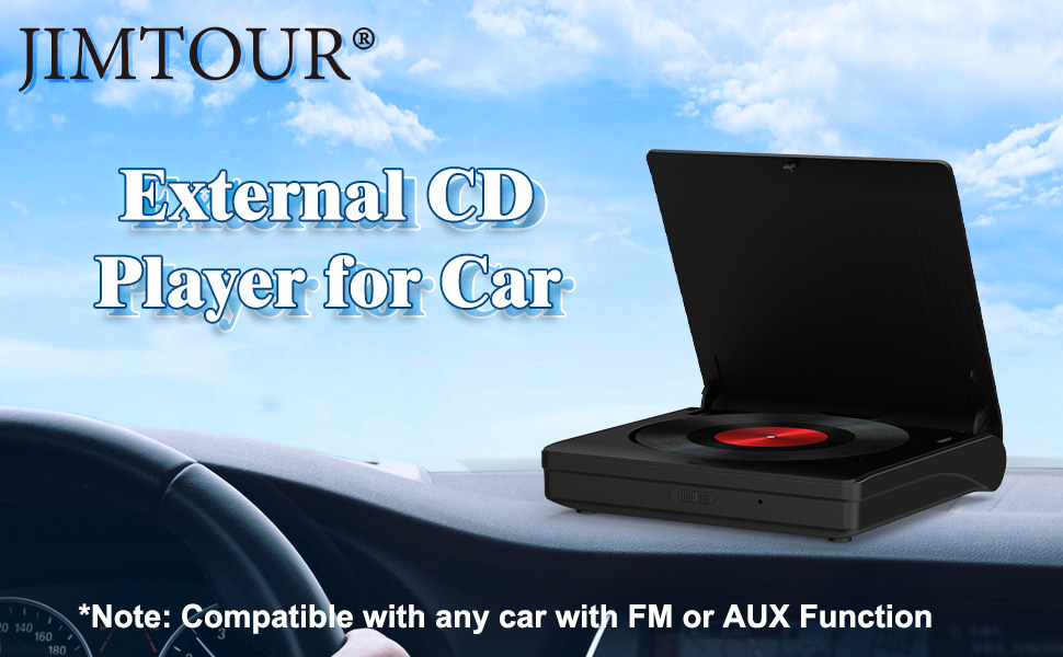 Jimtour Portable External CD Player for Car, New Universal