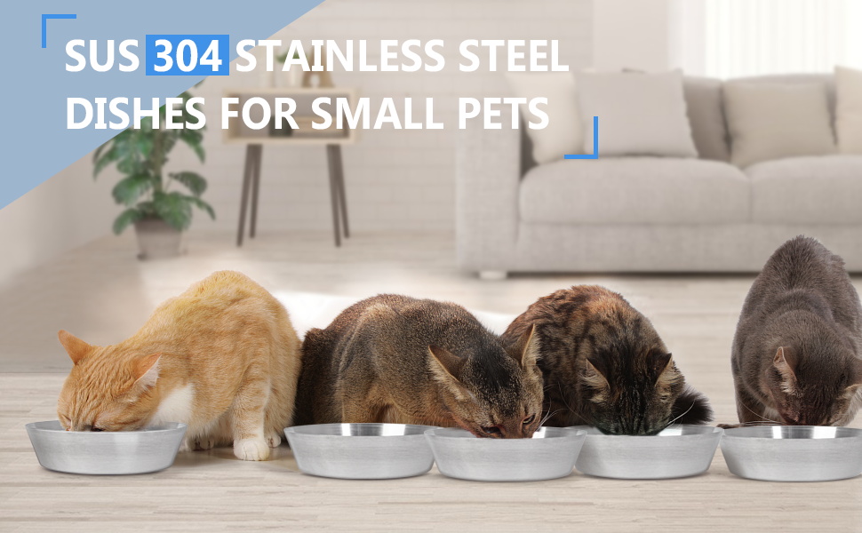 Whisker Fatigue Cat Bowl, SUS304 Stainless Steel Cat Bowls