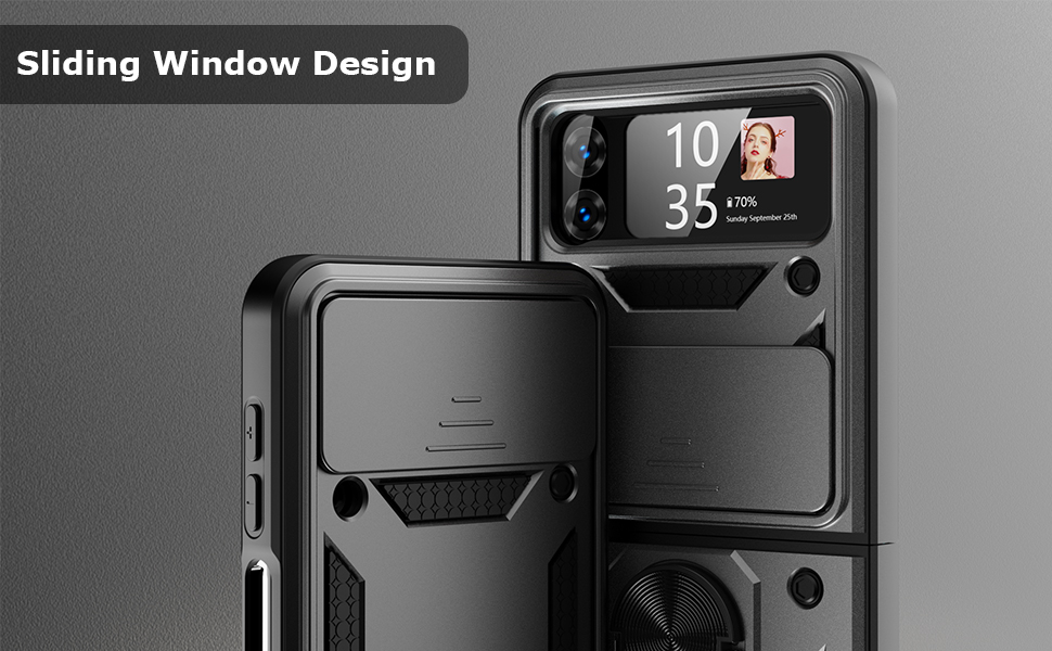 Compatible pour Samsung Z Flip 4 Case avec Slide Camera Cover Antichoc