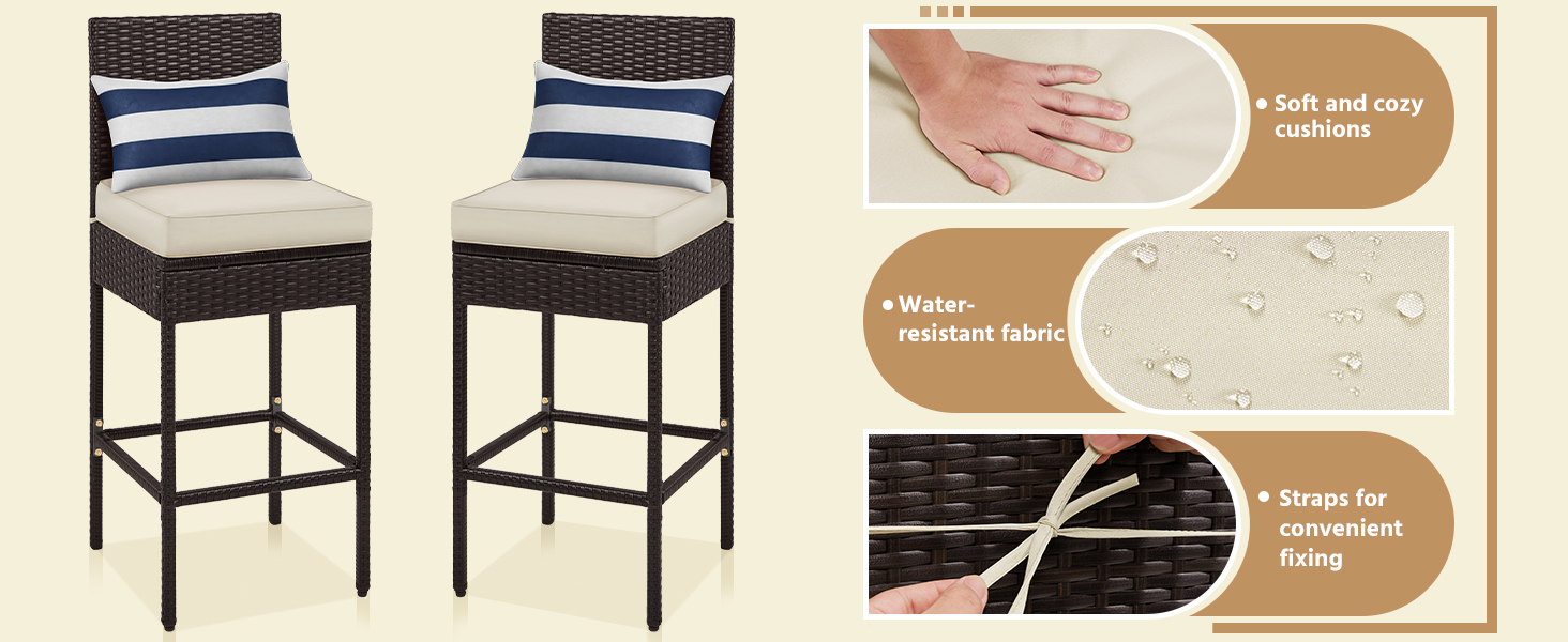 2pcs Outdoor Bar Stool Set