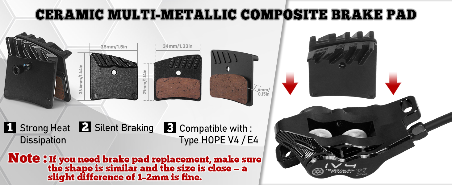 IIIPRO IV4 brake pad specification