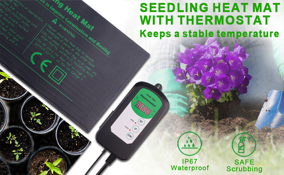 DERNORD Heat Mat Plant with Thermostat Heated Propagators for Plants
