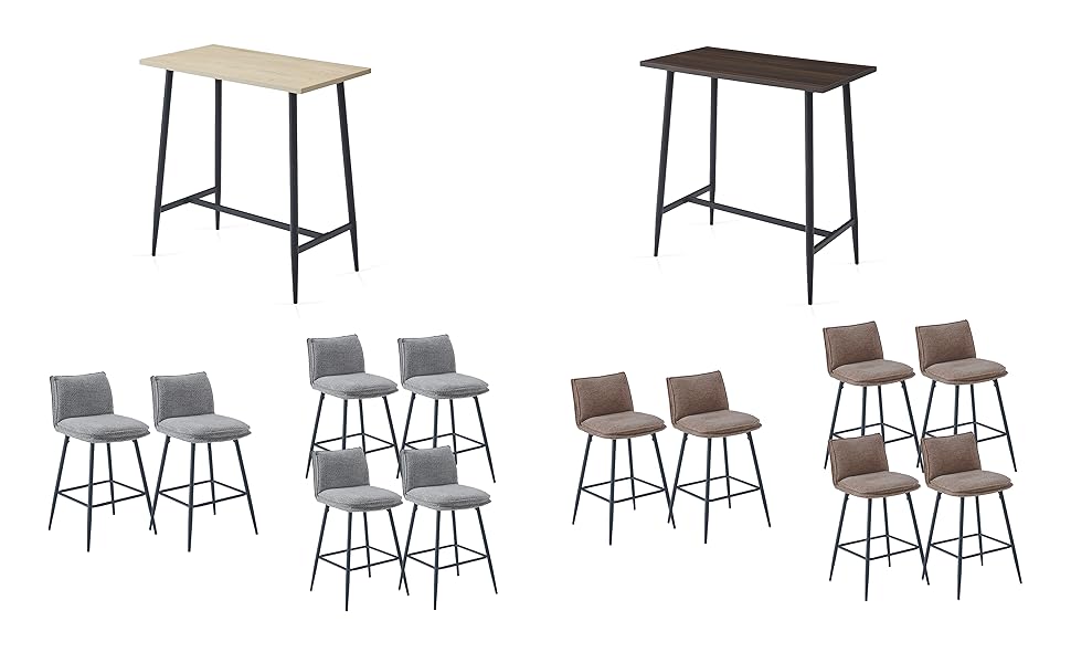 Colorig Modern Bar Table and Stools Set, 5PCS Home Bar Sets for