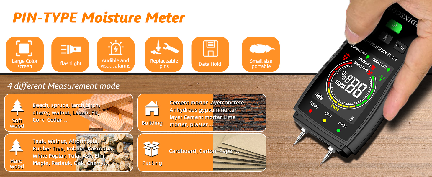 Wood Moisture Meter Pin Moisture Meter Firewood Detector Humidity Water