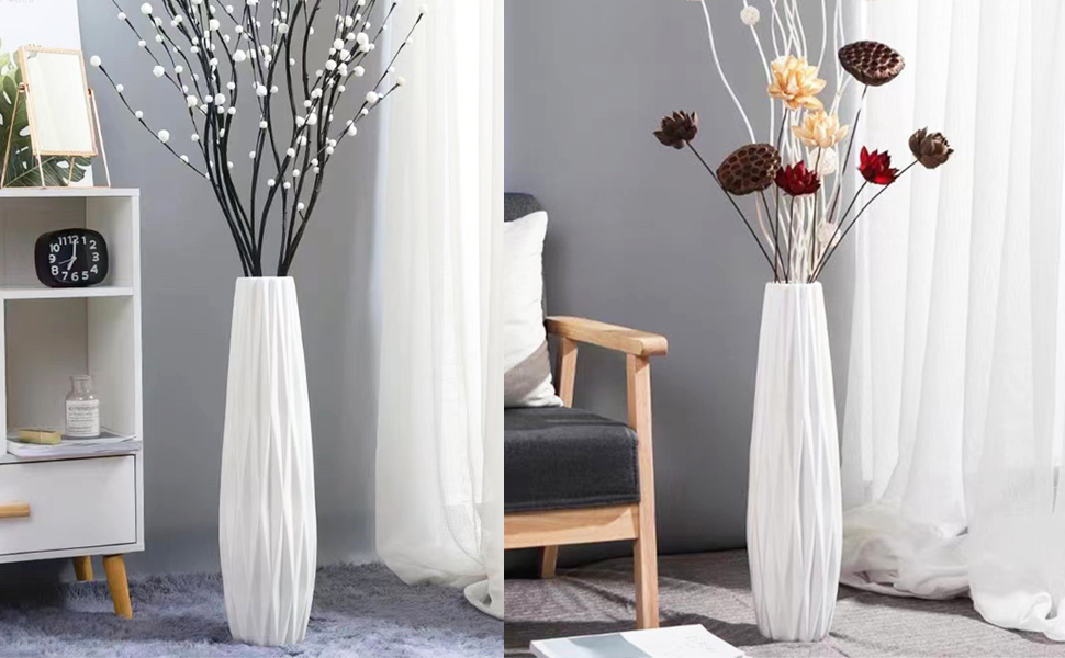 White Tall Floor Vase