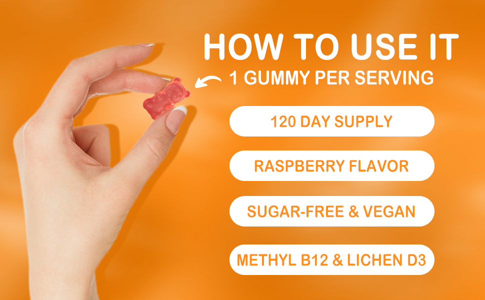 Vitamin A D D3 B12 gummies for Adults