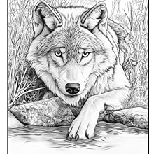 Wolf Grayscale Coloring Page