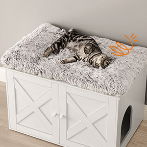 Feandrea Maison De Toilette Chat, Meuble Litière Chat, Avec Séparateur Amovible, Cache-litière Pour Chat, Table, 80 X 53 X 50 Cm, Blanc Par SONGMICS 14 1