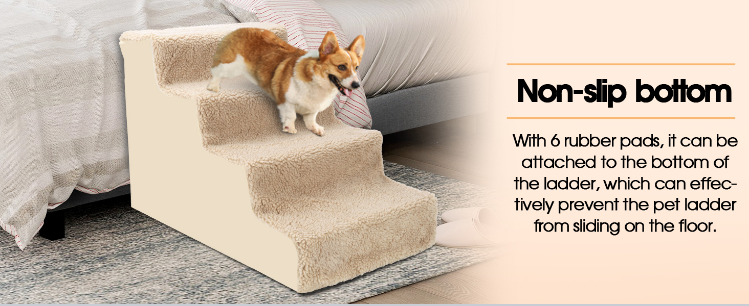 Almcmy Pet Stairs, NonSlip 4 Tiers Dog Steps with