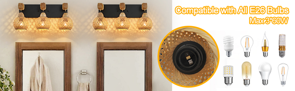 3-Light Bathroom Vanity Light Fixtures