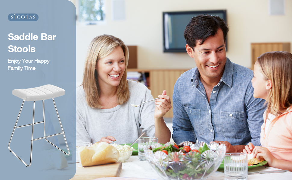 SICOTAS Saddle Stool Barstools Set of 4 Counter Height