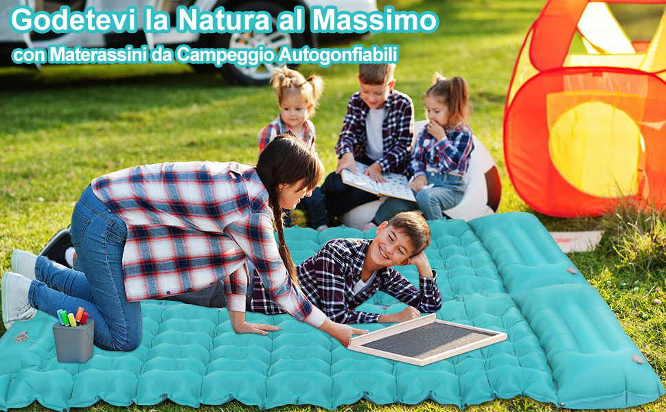 DeeprBling Materassino Autogonfiante Da Campeggio | Con Pompa A Pedale E Cuscino | Impermeabile 200x70x10 Cm