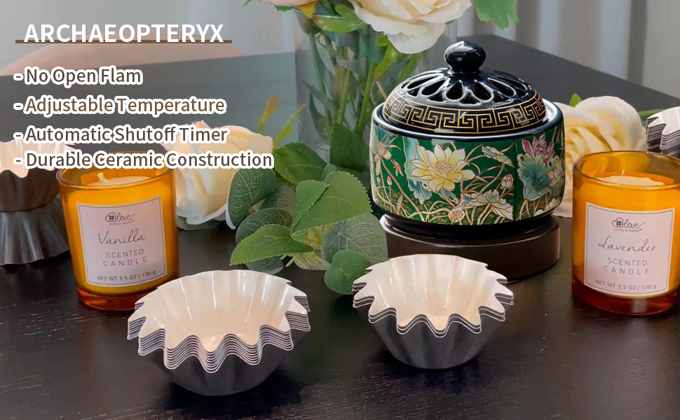 Ceramic Electric Incense Burner, Electronic Aroma Diffuser with Timing