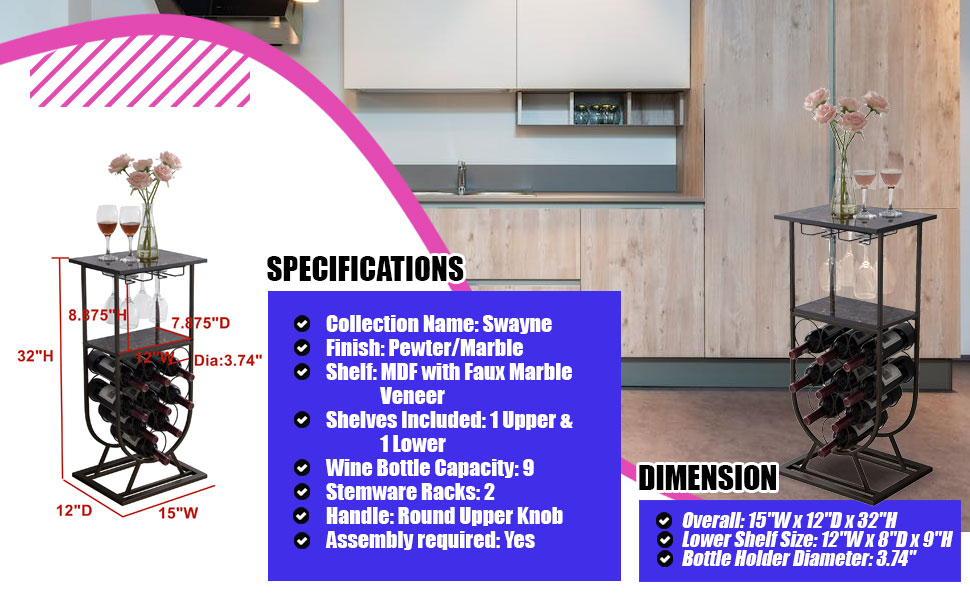 Kings Brand Furniture Freestanding Floor Wine Rack