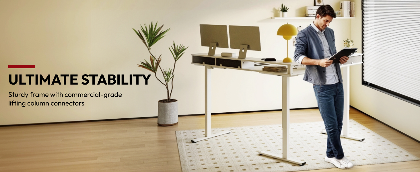 L Shaped Standing Desk with Drawers