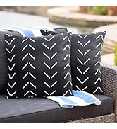 Adabana Outdoor Waterproof Throw Pillow Covers 18x18 Inch Black and White Decorative Boho Pillows...
