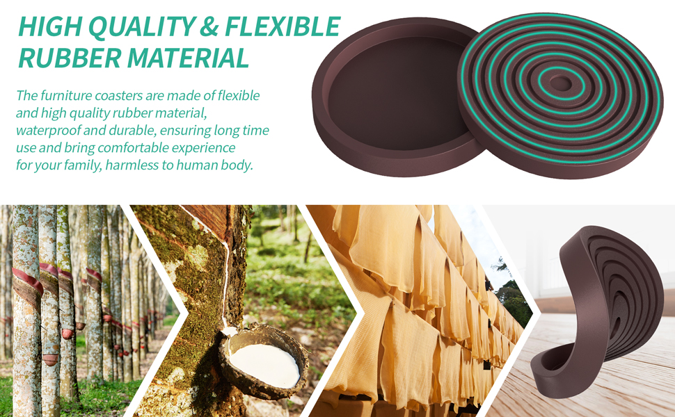 Furniture Caster Cups,Furniture Coasters, Rubber Furniture Pads 8 Pcs 3