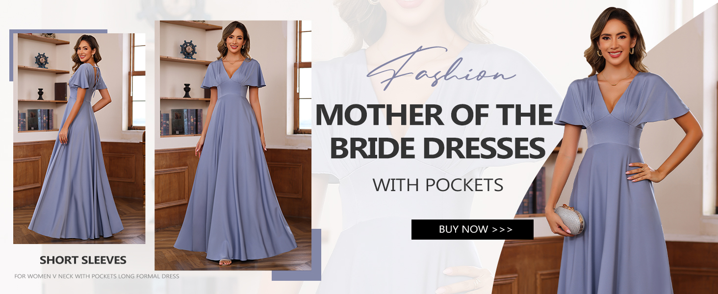 Ternlm Satin Mother of Bride Dress for Wedding Backless Aline VNeck Ball Gown Long