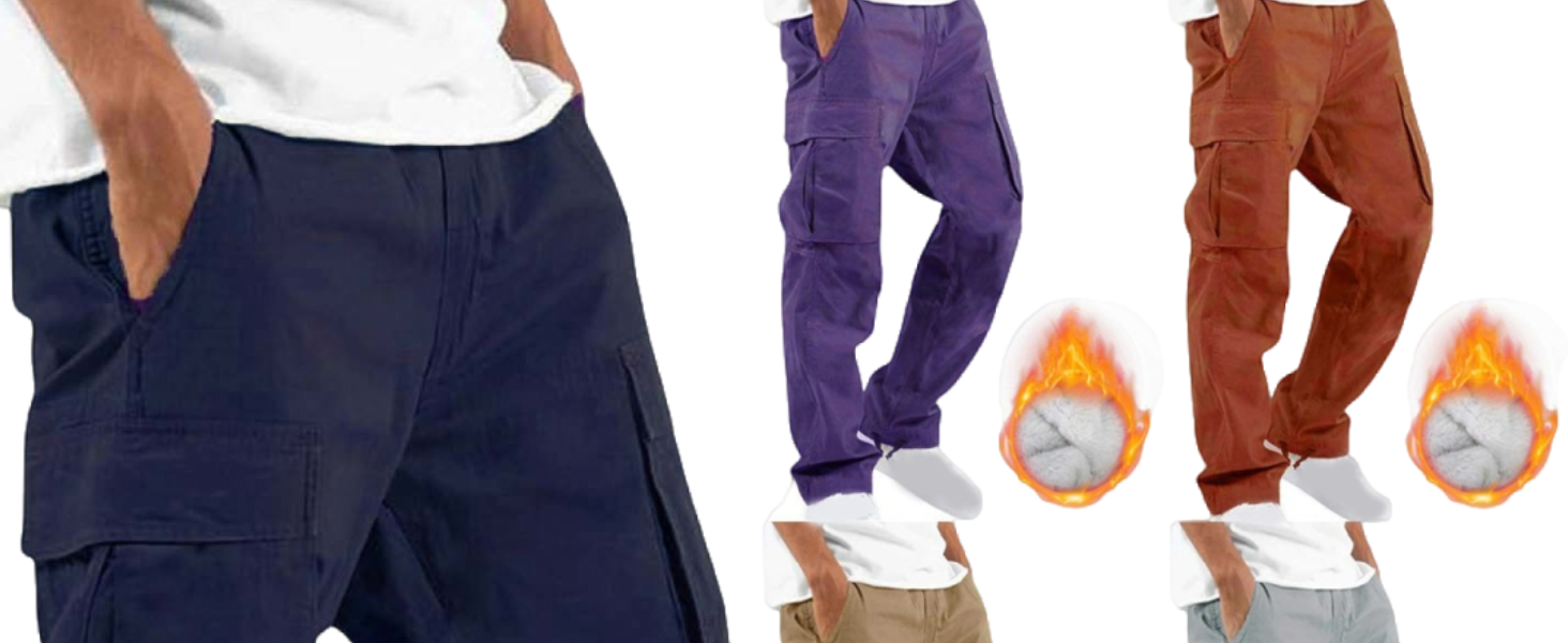 Cargo Pants for Men,Mens Fleece Cargo Sweatpants Workout