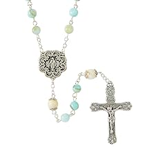 Glass River Pearl Rosary - Aqua