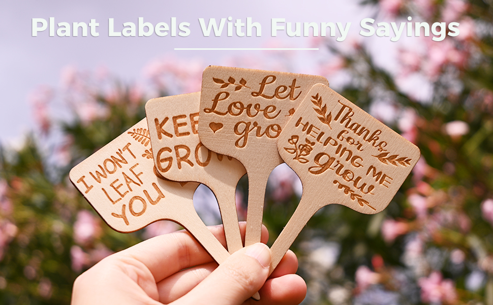24 PCS Wooden Funny Plant Labels, Funny Plant Markers