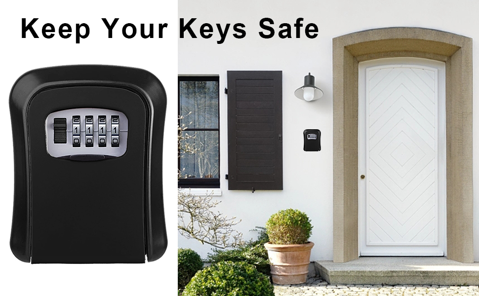 WELYOURS Key Lock Box Wall Mounted, Key Safe Box Outdoor, Combination