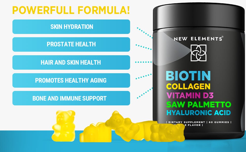 Amazon.com: Biotin Gummies with Collagen Vitamin D3 Saw Palmetto - Dietary Hyaluronic Acid And Saw Palmetto