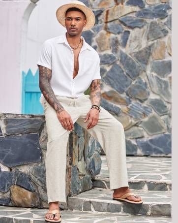 COOFANDY Leinenhose Herren