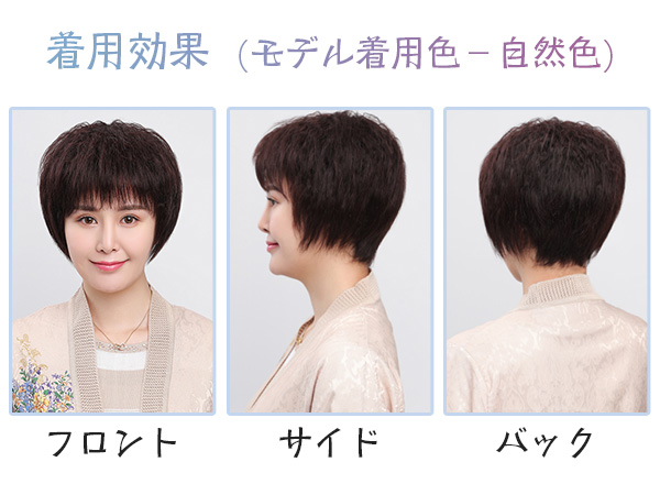 HIYE人毛ショートウィッグ 未使用保管品 HIYE 人毛100% 総手植え 暗茶色ショート 頭頂部分