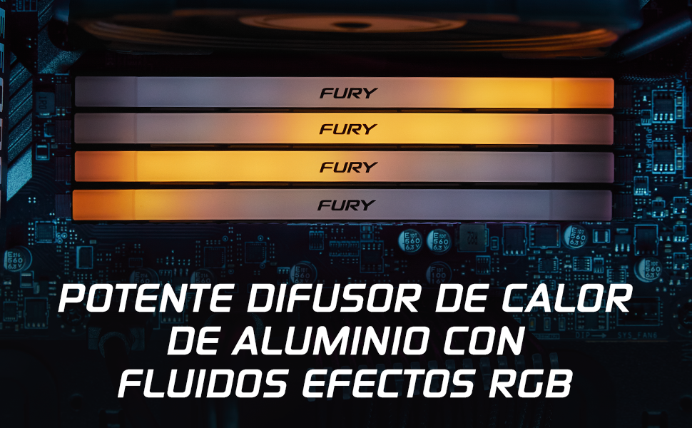 El potente difusor de calor de aluminio muestra fluidos efectos RGB