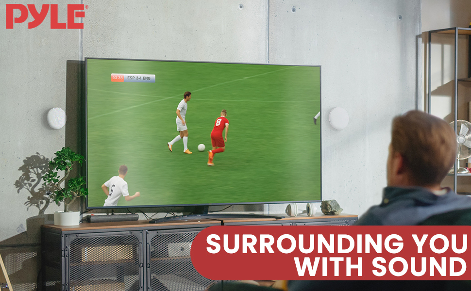 Pyle Ceiling and Wall Mount Speaker Wireless Bluetooth 6.5" Dual 2Way Audio