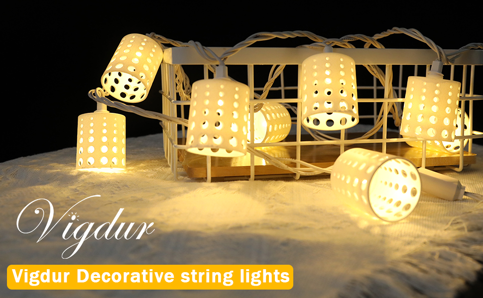 Vigdur 10FT Lantern String Lights HollowOut Style Decorative String