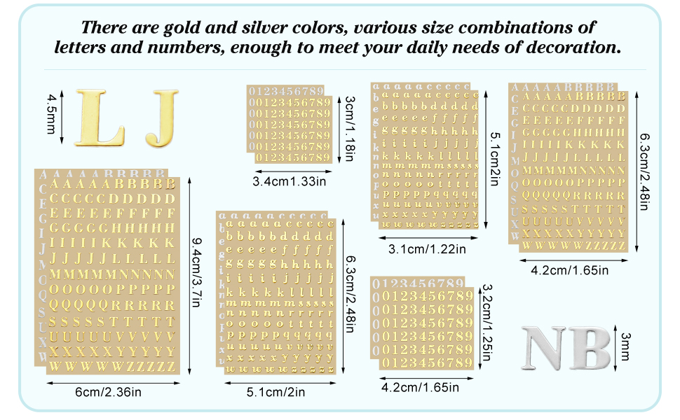 18 Sheets Small Letter Stickers Mini Numbers Stickers
