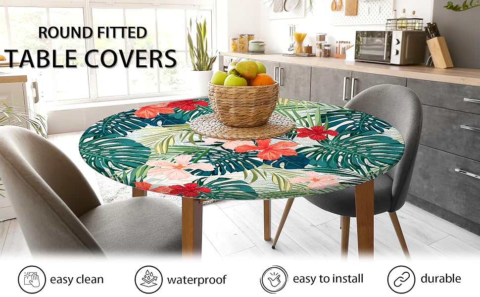 Round Tablecloth Flowers Round Fitted Tablecloth with